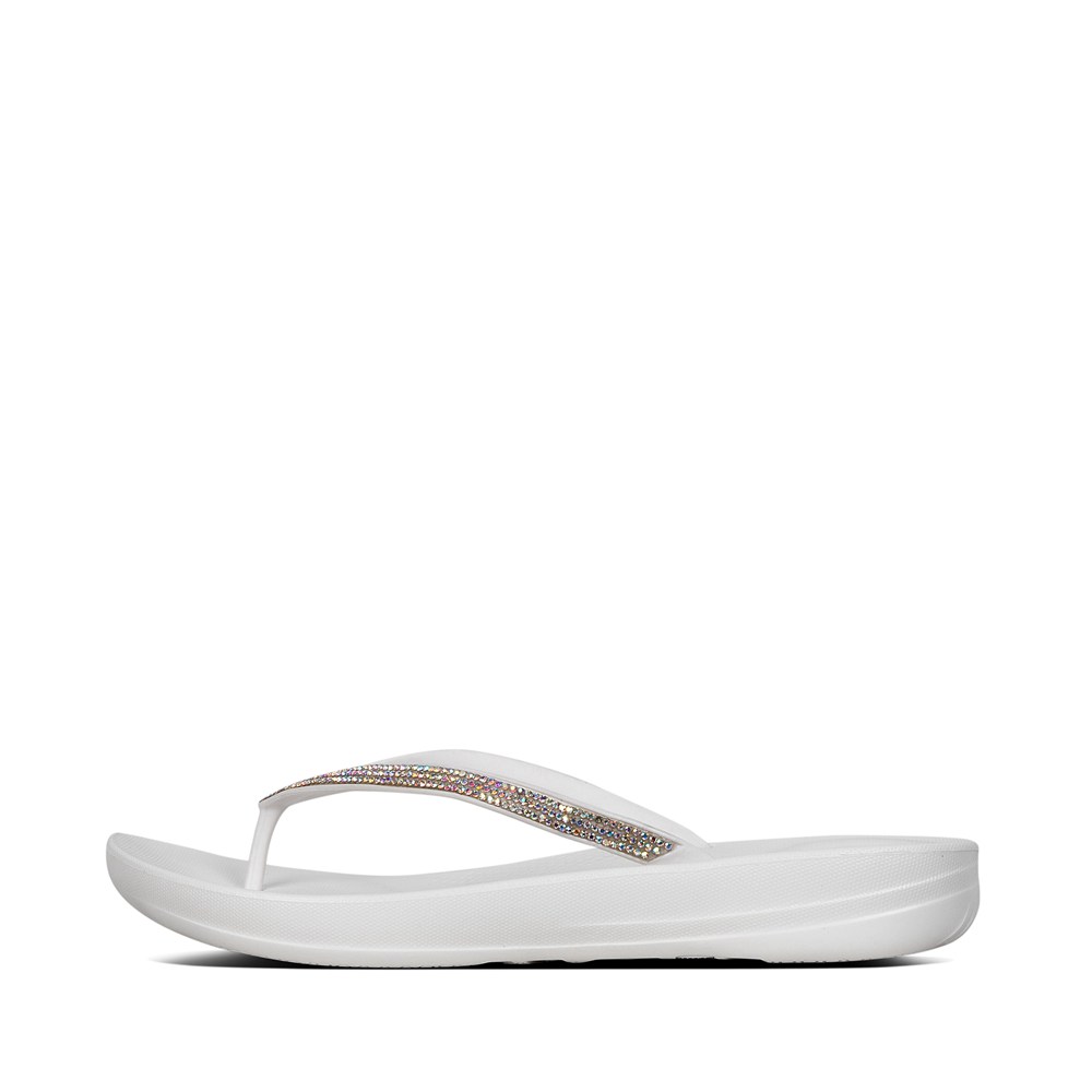 Fitflop Womens Flip-flops White - Iqushion Sparkle Ergonomic - EA3758942